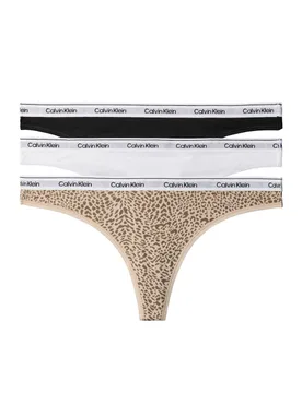 Pack Icon Logo Cotton Rich Thongs White Mix female - Calvin Klein - FashionsVida