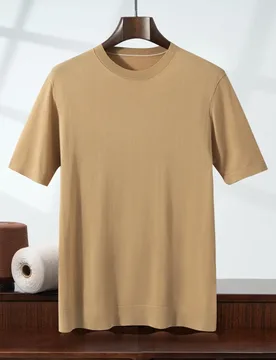 Summer New High-End Tencel Men's T-shirt Knitted Short Sleeve Loose Casual Round Neck Solid Color Bottoming Sweater - Aliexpress - FashionsVida