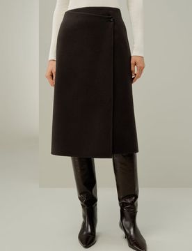 Jupe d'Hiver en Laine et Soie Double Face Drapé Asymétrique 40