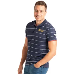 Mens Short Sleeve Cotton Polo Shirt With Embroidered Stripes Pri2640 - Blue - Size X-Large