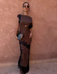 Printed Midi Waisted Dress Brown Mix female