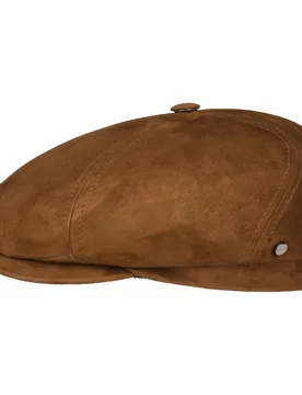 Brooklin Goat Flat Cap by - dark brown - Size: 61 cm - Stetson - FashionsVida