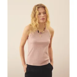 Camiseta de mujer sin mangas brillante