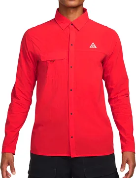 Chemise stretch et respirante - M Aireez Btn LS Lt Crimson Summit White - Taille M - Rouge - Nike ACG - FashionsVida