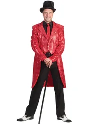 Herren Pailletten Frack rot - male