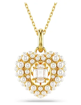 Pendente Idyllia, Crystal Pearl, Cuore, Bianco, Finitura oro 18K OS - Swarovski - FashionsVida