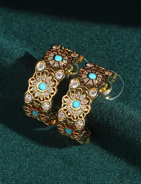 Vintage Zirconia Daisy C Circle Earrings Bright Blue Red For Women Luxury Art Deco Party Accessories Gift Trending 2026 New - Aliexpress - FashionsVida