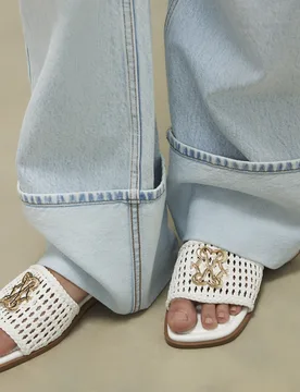 Womens Sandals White Woven Mule Pu - Size Uk 4 - River Island - FashionsVida