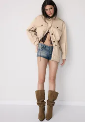 Baumwoll-Parka mit Taschen Steingrau S