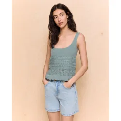 Top tipo crochet volante bajo de mujer
