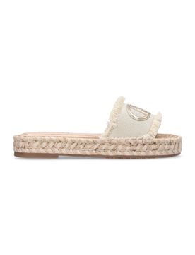 Ciabatte Donna Paros 01 Espadrillas in Canvas con Maxi Logo Monogram Bianche