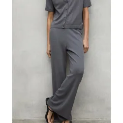 Pantalón recto de mujer con cintura ajustable con banda elástica
