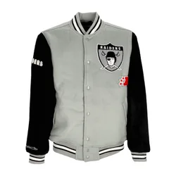 Giubbotto College Uomo Nfl Team Legacy Varsity Jacket Oakrai Black/silver