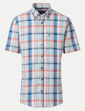 Casual-Fit Kurzarm-Leinenhemd Mehrfarbig L - Casamoda - FashionsVida
