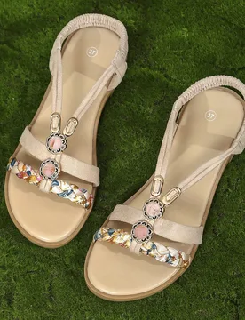 Sandalias Planas Casuales Bohemias Para Adolescentes, Sandalias De Moda, Zapatos De Playa - Shein - FashionsVida