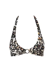 Top de bikini halter con aro para mujer negro 40