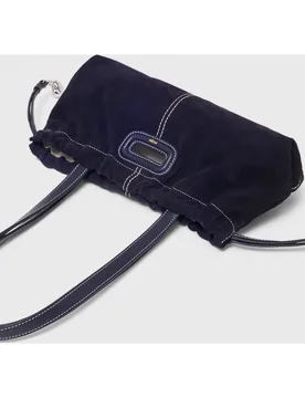 Bolso de hombro gazette de ante pespunteado con cordón ajustable - Maje - FashionsVida