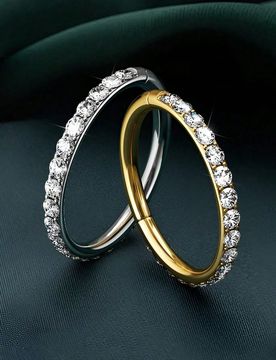 Pieza Aro de nariz de acero inoxidable premium con piedra de circonita, diseño redondo cerrado, ajuste biselado sin costuras, apto para uso diario po