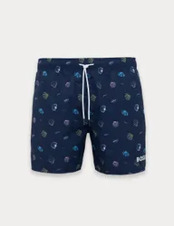 Quick Dry Pocketed Striped Swim Shorts Navy male