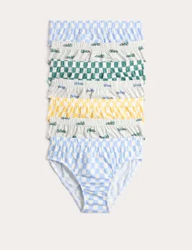 Pack Car & Checkerboard Pure Cotton Briefs (18 Mths-14 Yrs) Multi male - M&S - FashionsVida