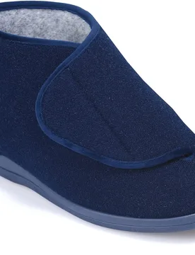 Elise Single Slipper Navy - Right Foot Women's Extra Wide for Swollen Feet - Navy - Size: 5 XXW - Cosyfeet - FashionsVida