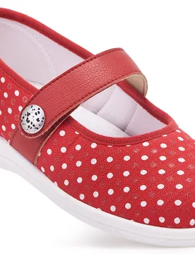 Koryl Women's Extra Wide Shoes for Swollen Feet - Red Polka Dot - Size: 5 XXW - Cosyfeet - FashionsVida