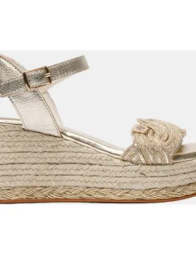 Sandalia de mujer de yute laminado con cuña baja - Popa - FashionsVida