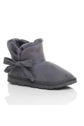 Faux Fur Lined Ankle Boots Slippers - Grey - Size: 6