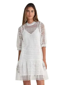 Vestito A Maniche 3/ Lace White S