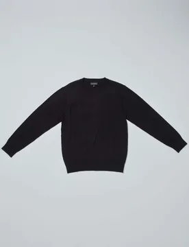 Maglia nera girocollo in misto viscosa con maxi logo monogramma jacquard in tono - Emporio armani - FashionsVida