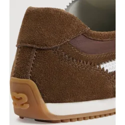 Zapatillas de mujer de ante con onda de cuero