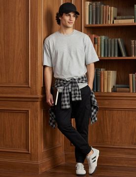 Pantaloni cargo jogger relaxed in cotone - nero
