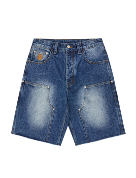 Distressed Astro Denim Carpenter Shorts - Mid Wash