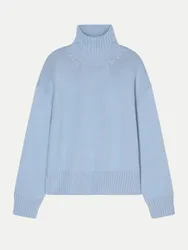 Stehkragen-Pullover aus Woll-Mix Blau L