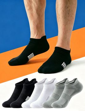 Pares de calcetines deportivos para hombre, calcetines con rayas de malla acolchados y transpirables