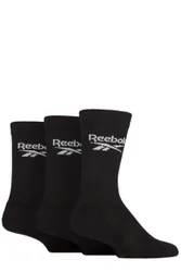 Mens and Women's 3 Pair Core Ribbed Cotton Crew Socks Black 4.5-6 UK - Black - Size: 4.5-6 UK
