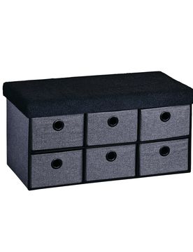 Sitzbank mit Aufbewahrungsboxen grau schwarz