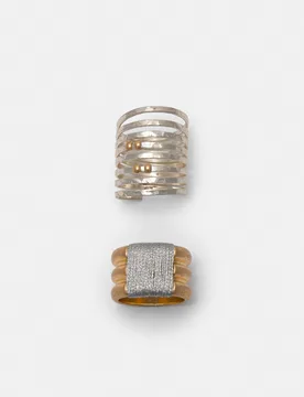 Pack Of 2 Textured Rings (Size: ) - Pull&bear - FashionsVida