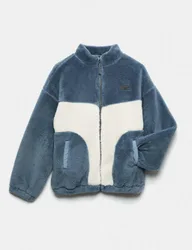 Borg Colour Block Jacket (6-16 Yrs) Navy Mix male