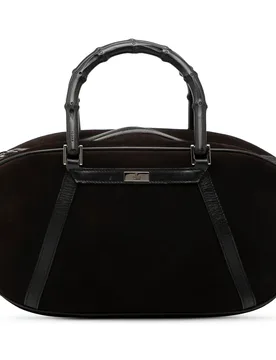 Suede Bamboo Handbag - Gucci - FashionsVida