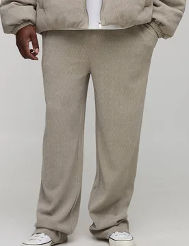 Men's Plus Relaxed Fit Textured Faux Suede Stacked Trousers Grey Size 3X-Large Grey 3XL - boohooMAN - FashionsVida