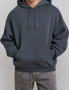 Felpa con cappuccio Comfort Fit con ricamo - steel blue