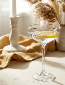 Bicchiere con stelo con bordo dorato - clear