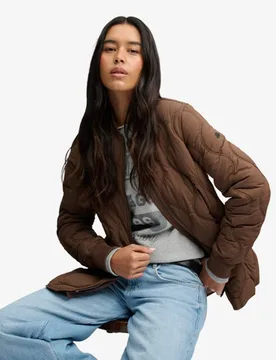 Superdry Damen Kurze Onion Quilt Liner Jacke Brown - Größe: 42 - 109.99 - FashionsVida