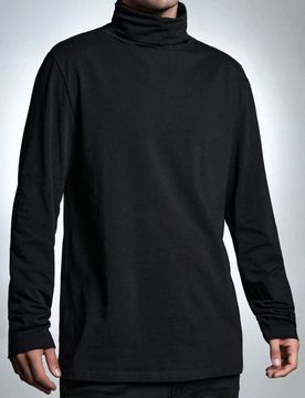 Basic cotton turtleneck - nero
