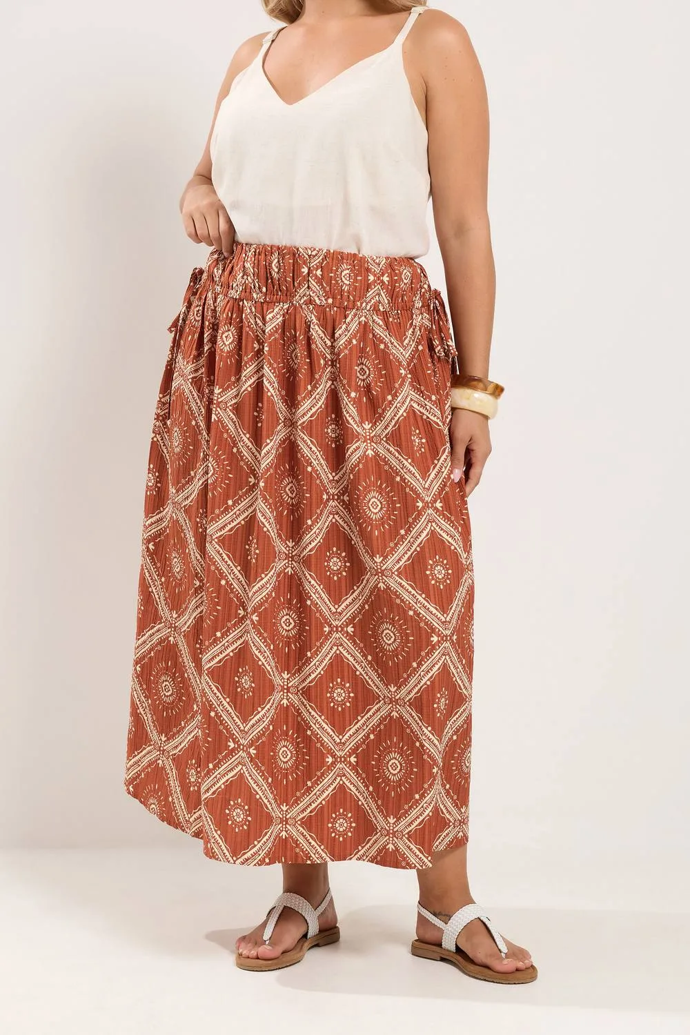 Abstract Skirt - Orange - Size: 16 - Yours - FashionsVida