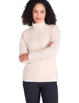 Women's Snowdon Fleece Top Quick Dry Half Zip Jumper in Light Beige Size: 16 - Light Beige - Size: 16 - Mountain Warehouse - FashionsVida