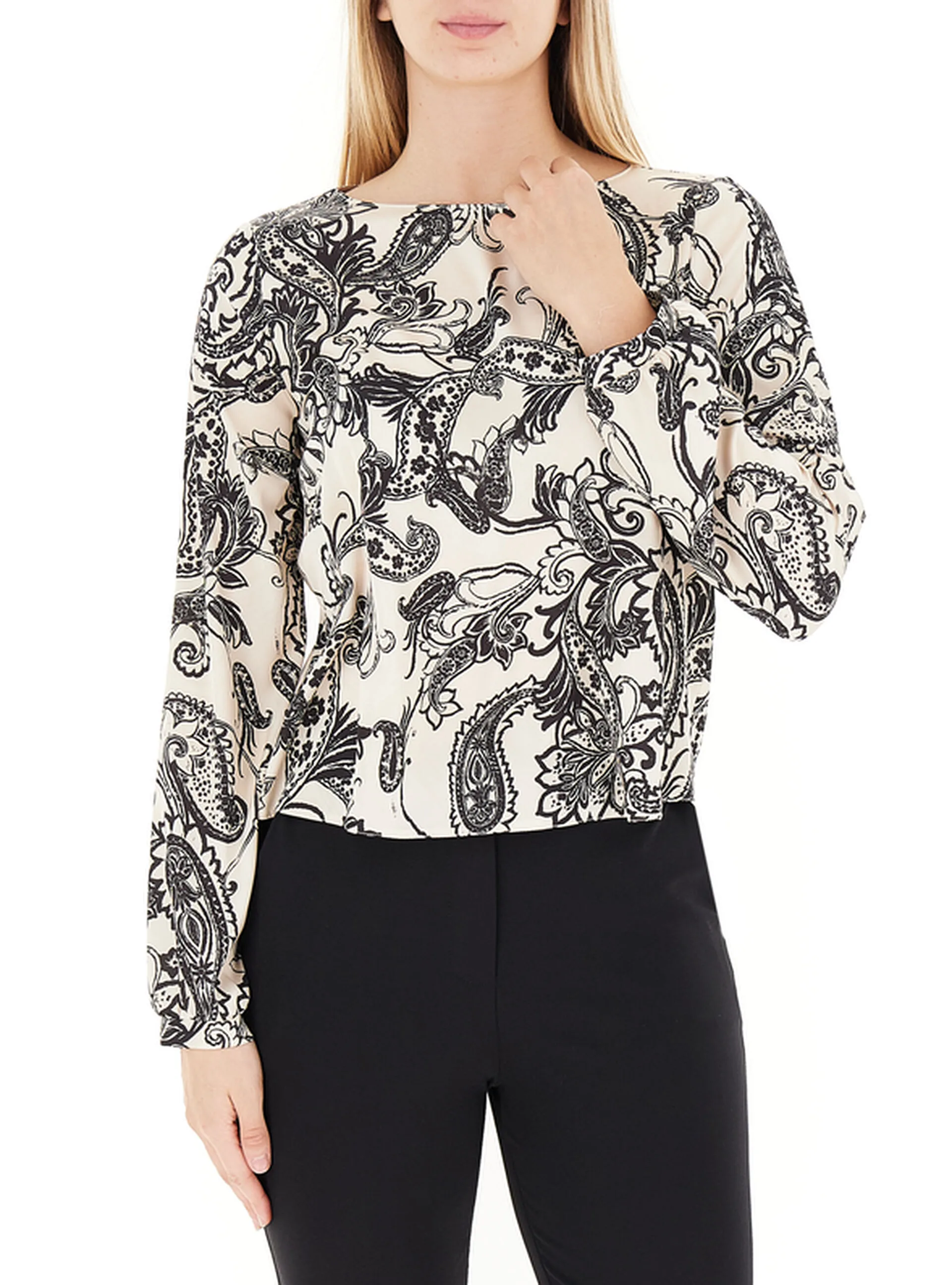 Blusa girocollo AVORIO S - Rinascimento - FashionsVida