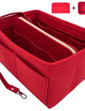 Bolsa organizadora para cartera, organizador de fieltro con cremallera, bolsa con forma de bolso y bolso de mano con llavero de cambio rápido para bo - Shein - FashionsVida