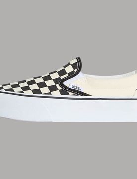 Scarpe Slip-On Platform Unisex Tela Checkerboard Suola Waffle